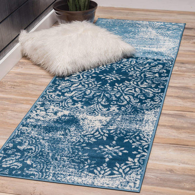 Unique Loom Sofia Collection Area Rug - Grand 2 X 13 1 Runner Blue/ Ivory
