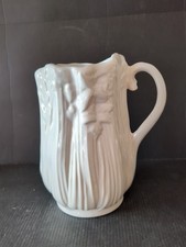 LARGE VINTAGE SYLVAC WARE WHITE CERAMIC GLAZED CELERY JUG    #