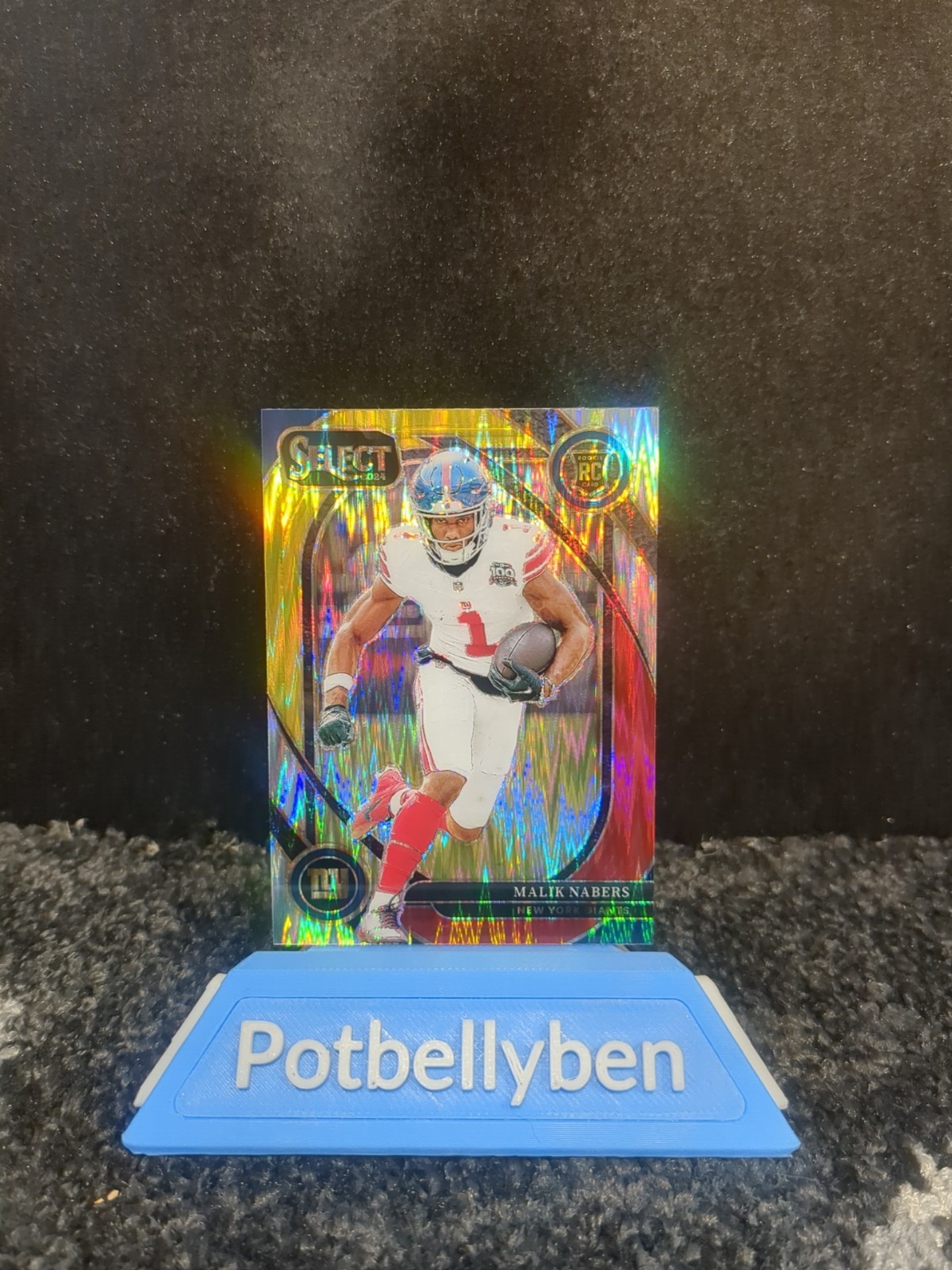 2024 Panini Select - Club Level Malik Nabers #220 Red & Yellow Shock Prizm (RC)