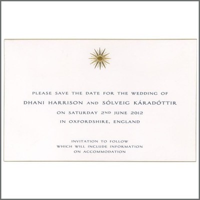 Dhani Harrison 2012 Wedding Save The Date Invitation (UK)