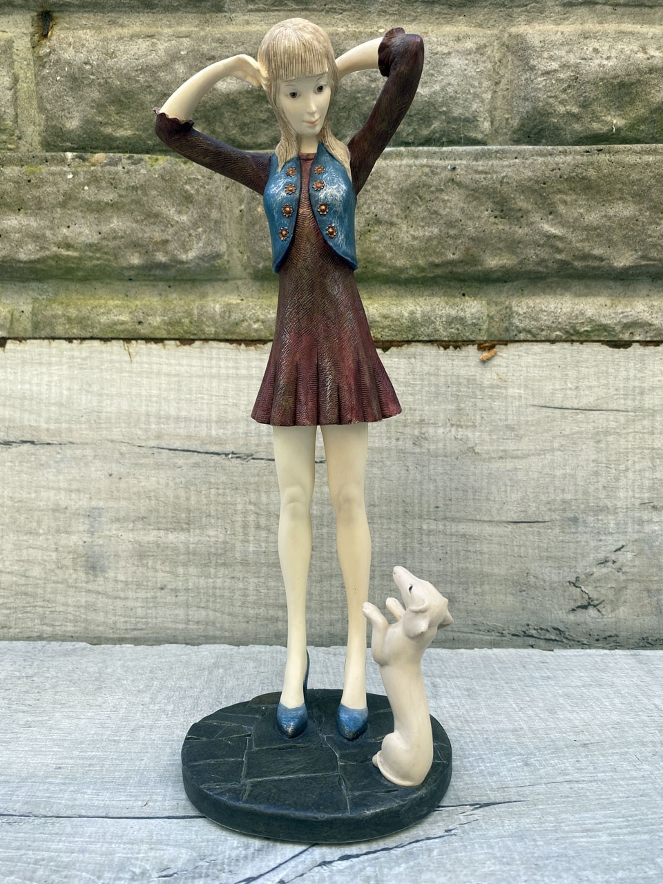 Country Artists Decades of Fashion Girl & Dog Bolero 01408 Ornament Figurine 11""