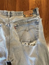 Vintage Made in USA Levi’s 501 Jeans 38x34 Stone Washed Button Distressed Denim