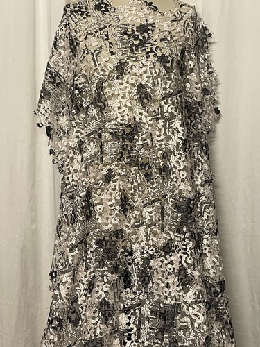 Hand Brushed black Painted Guipure Venice Lace Fabric 4.25 Yards Long 50" Wide - Picture 2 of 11