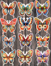 Patterned Butterfly Die Cut Vinyl Stickers Set Scrapbooking Laptop Water Bottle