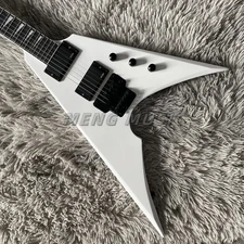 US Stock Arrow V Electric Guitar Active HH Pickup Floyd Rose White Solid Body