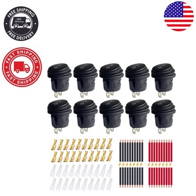 Durable 20A Toggle Rocker Switches for Car & Home - 10-Pack, Lightless Design