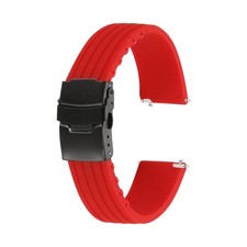 Silicone Watch Bands 20mm Soft Watch Bands with Black Snap Buckle, Red