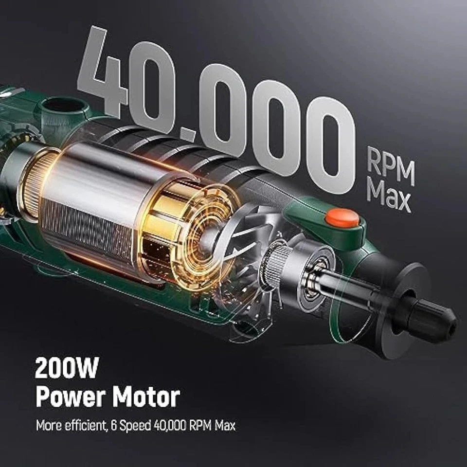 DEPSTECH Rotary Tool Kit 200W Corded 6 Speed For DIY, Craft, Engraving, Cutting - Image 2 of 4