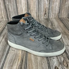 Ecco Soft 7 High Top Sneakers Shoes Gray Leather Mens Size EU 46 US 12