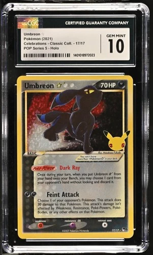 CGC 10 Umbreon Celebrations 17/17 Classic Collection Pokemon Card Gold Star 2021