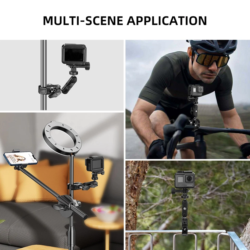 Camera Tripod Mount Clamp 360° Ballhead Magic Arm Adapter with 1/4" 3/8" Thread - Image 3 of 4