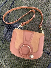 SEE By CHLOE' Hana Shoulder Bag Brown & Tan Suede/Leather NEW