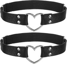 2Pcs Adjustable Heart Garter, Thigh Garter Belt PU Leather Heart Garters Belt Pu