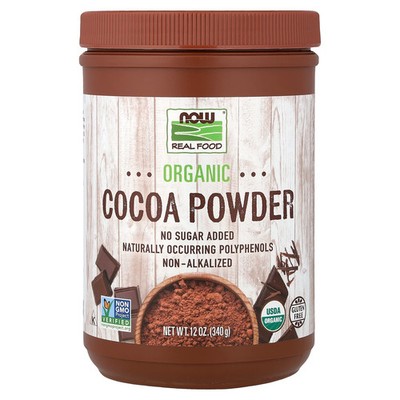 Now Foods Real Food Cocoa Lovers Organic Cocoa Powder 12 oz 340 g Gluten-Free,