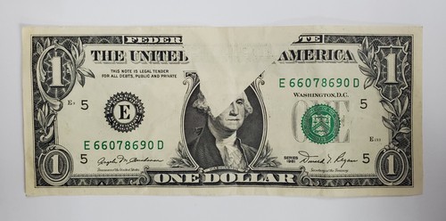 1981 OBSTRUCTED PRINTING ERROR $1 OBSTRUCTION NOTE VF+ - Picture 2 of 8