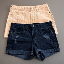 Old Navy OG Straight Peach  Black Boyfriend Denim Jean Shorts 2 Pair Women's 8