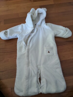 Baby Gap Infant Snow Suit Bunting white convertible Outfit NB 0-3 Months  Fleece