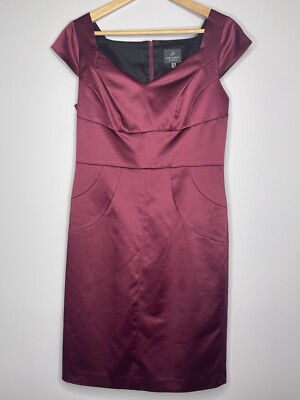 adrianna papell red cocktail dress Adrianna Papell Stretch Satin Corset Back Midi Dress