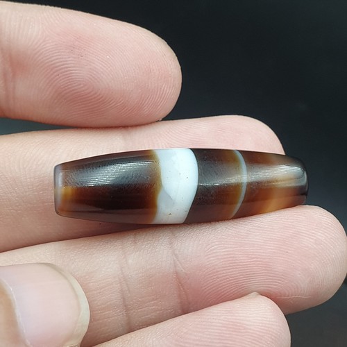 AA Antique Old Yemeni Agate Natural Rare pattern Banded Agate Bead 37mm BD-2 - Bild 2 von 11