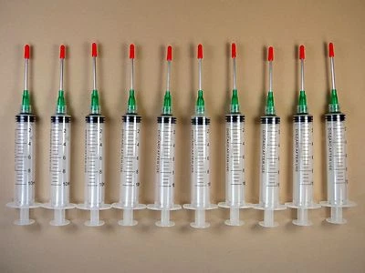 GENERIC 10 Syringes 10ml w 14 Gauge 1.5" Tip w Red Cap for E6000 Adhesive Glue LL14