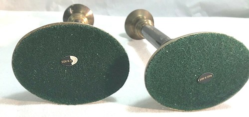 Brass with Wood Center Taper Candle Stick Holders, 8" tall Made in India * - Picture 8 of 8