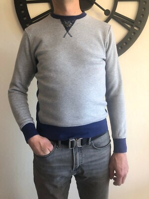 Raf By Raf Simons Geometric  navy inserts Gray Sweatshirt Sz XS