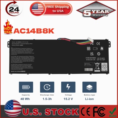 AC14B8K Laptop Battery For Acer Aspire R5-471T R5-571T R5-571TG N15W5 48Wh 15.2V