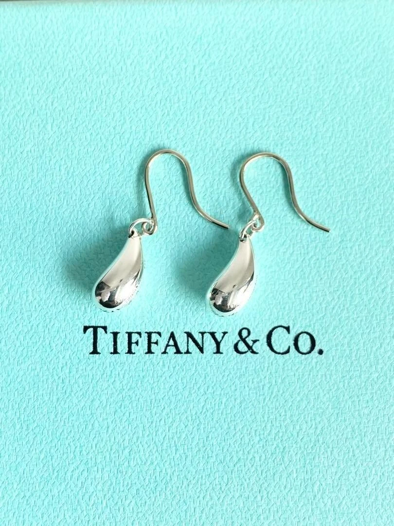 Tiffany & Co. Tear Drop Dangle Earrings Elsa Peretti Sterling Silver 925 Boxed