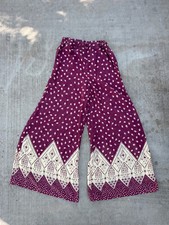 Vtg 1970s 70s TALL Cotton Gauze Palazzo Pants Elephant Bells Long Sz M