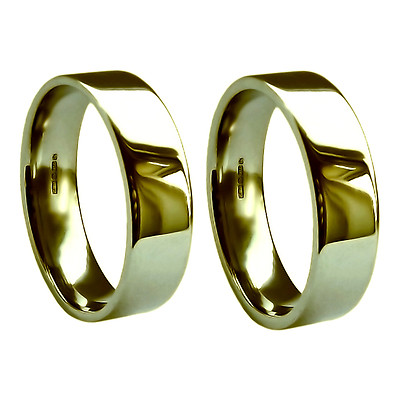 6mm 9ct Gelbgold Flach Court Hochzeit Ringe Profil Extra Schwer Band 375 UK Hm