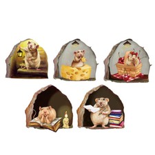 1 sheet Mouse Hole Theme Wall Sticker Mouse Reading Wall Decal Peel Mouse PVC