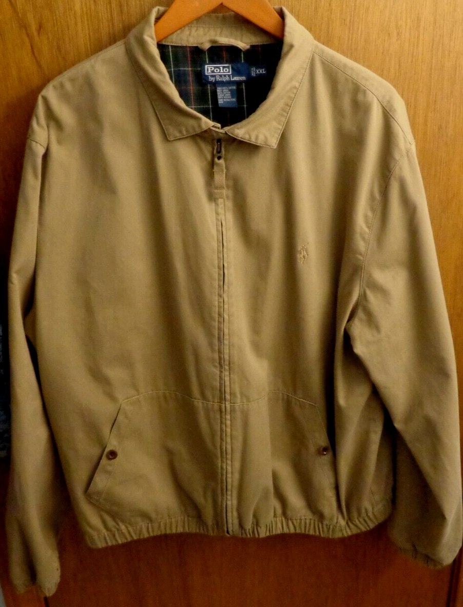 Ralph Lauren Polo Marrone Chiaro Bomber Cerniera Giacca Pony Logo Uomo XXL 52" Petto
