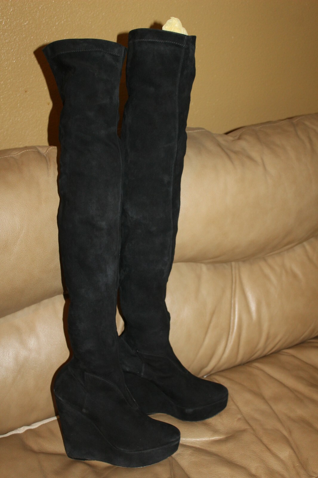Donna Karan collection suede thigh high 