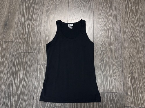 Womens Dolce Gabbana Black Tank Top Sleeveless Embroidery Logo Cotton Size S 40