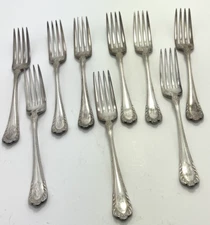 Set of 9 Antique 1896 Gorham Electroplate Dinner Forks Monogrammed