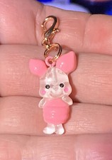 Piglet From Winnie the Pooh Charm Zipper Pull  Keychain Add On Clip 
