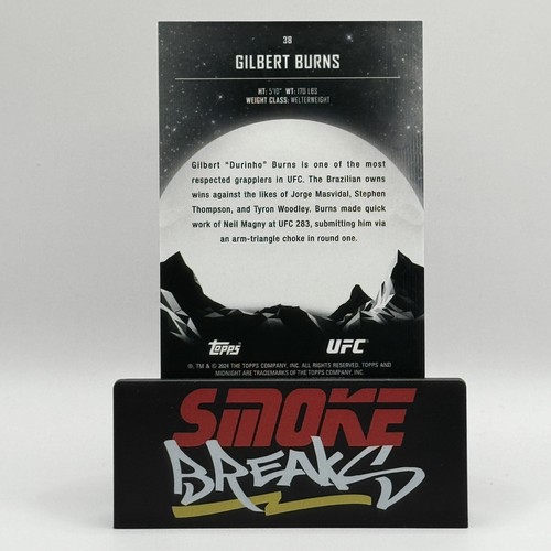 2024 Topps Midnight UFC Gilbert Burns Twilight /99 #38 - Picture 2 of 3
