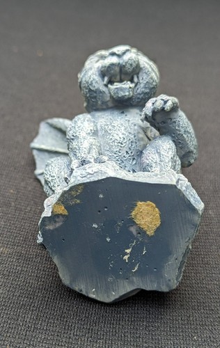 3.5" Blueish Cat Feline Tiger Medieval Winged Gargoyle Statue Figurine Resin - Picture 5 of 5