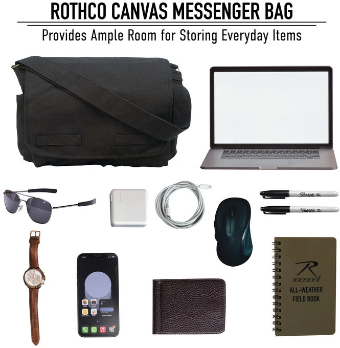 Bolsa carteiro de lona pesada grande escolar sobre o ombro satchel estilingue - Imagem 3 de 4