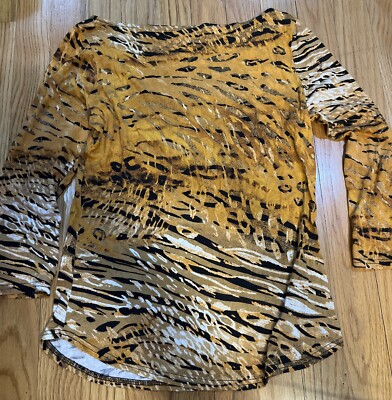 Vintage GWheels Tiger Print Blouse Top Size M USA