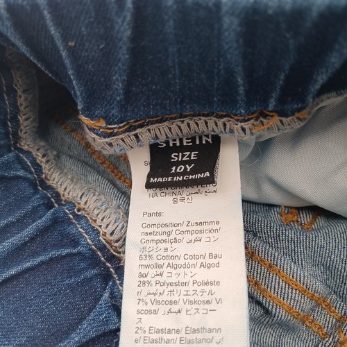 Shein Pants Girls Size 10 Blue Distressed Jeans - Picture 2 of 5