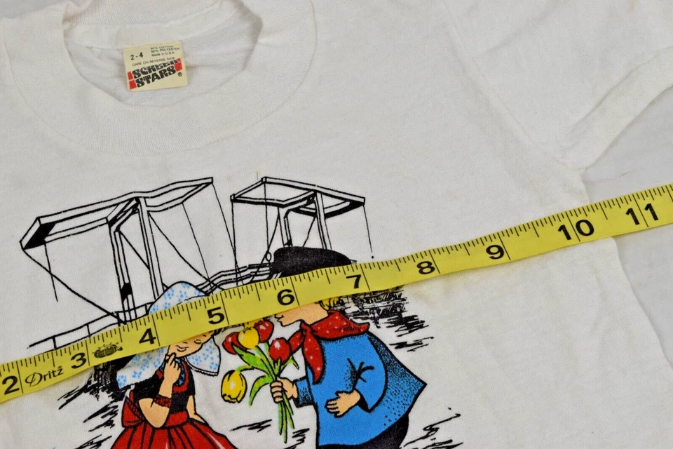 Camiseta Vintage Niños Pantalla Estrellas Talla 2-4 Años 80 Holanda Niño Niña Tulipanes Hecha en EE. UU. Foto 4 de 4