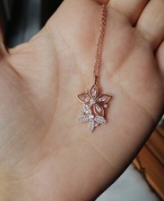 Flower Necklace Rose Gold Plated Sterling Silver