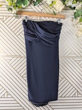 ALICE OLIVIA Women's Navy Blue Strapless Dress Ruching Silk Mini Side ZipSize 4