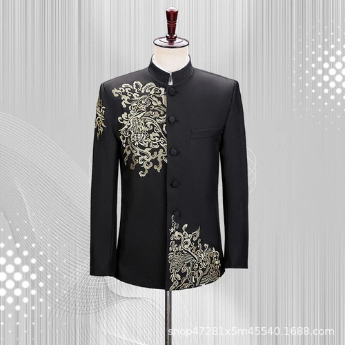 Men's Mandarin Collar Chinese Tunic Suit Jacket Coat Pants Traditional Zhongshan - Picture 7 of 23
