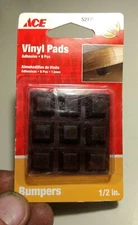 9 Piece ACE 1/2" Self Adhesive Brown Vinyl Bumpers #52725 Furniture Accessories 