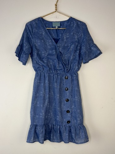 Blue Floral Chambray Dress 