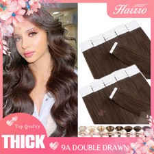 Tape In 100 Real Remy Human Hair Extensions Skin Weft Invisible Double Drawn US