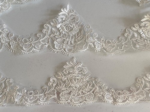 Bundle 7.5Meters Ivory eyelash floral lace trim embroidered tulle lace trimming - Picture 6 of 9