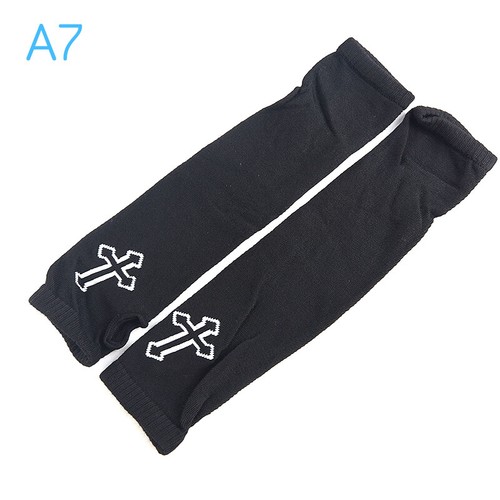 Gothic Punk Style Half Finger Long Glove Knit Length Sleeve Fingerless Gloves WE - Bild 9 von 16